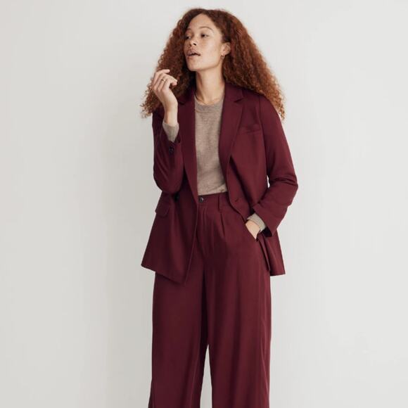 MADEWELL Drapeweave Caldwell Double-Breast Blazer Cabernet Maroon Red Sz S {W5} - Picture 1 of 9